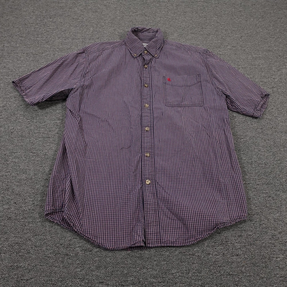 Carhartt Shirt Mens Large Blue Check Short Sleeve Button Down Casual Summer